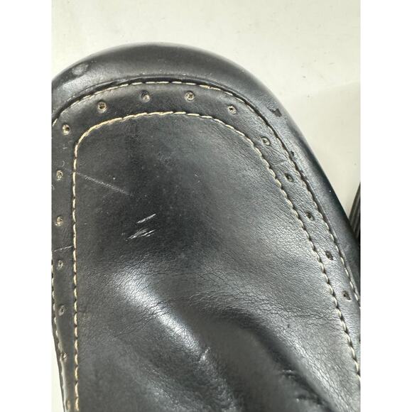 Vtg 90s Y2K lei Size 9 Loafer Heels Shoes Black Platform Leather Chunky - Picture 8 of 11